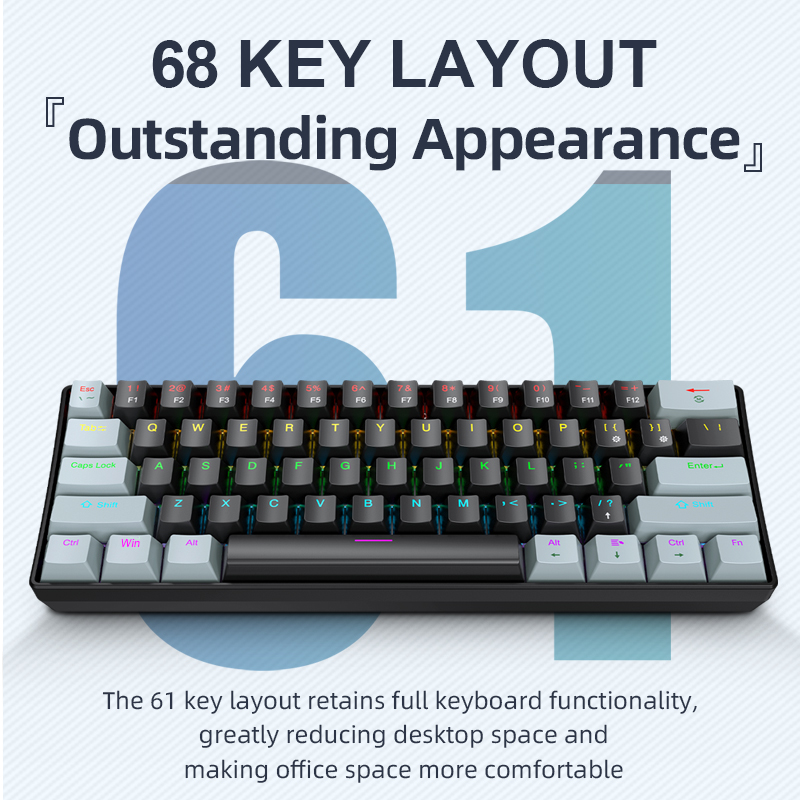Gaming Keyboard E Yooso - APAYADO K61 Mini Klawiatura Mechaniczna, Przewodowa,