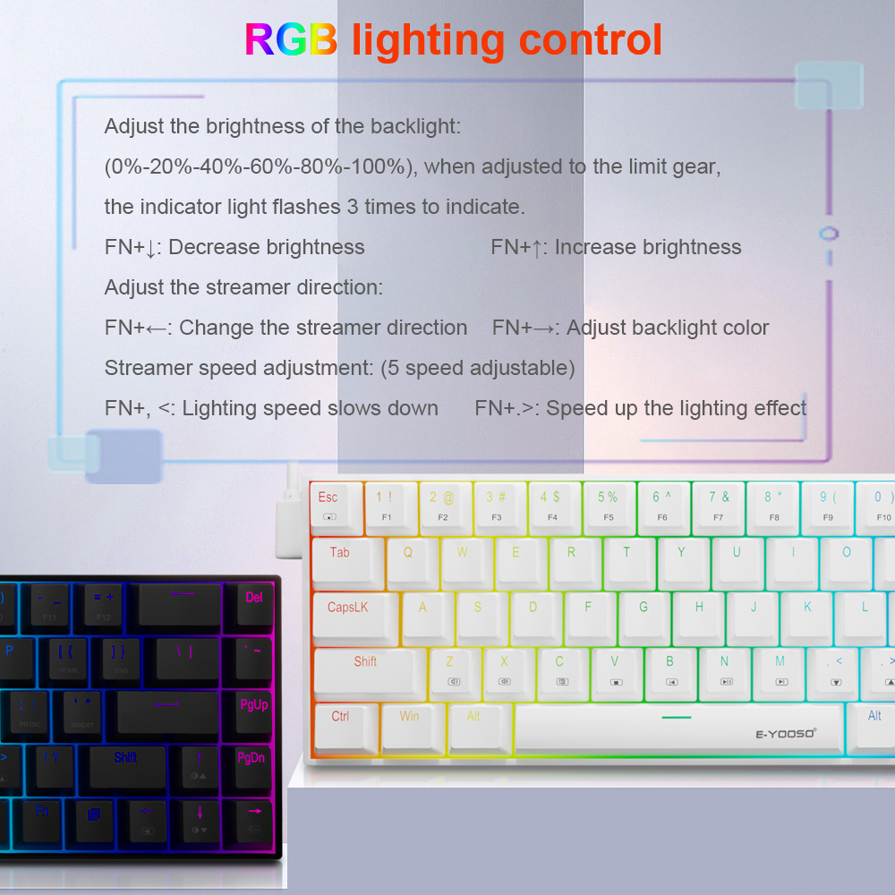 E-YOOSO Z686 RGB USB 60% Mini  – Gaming Keyboard E Yooso recenzja i cena